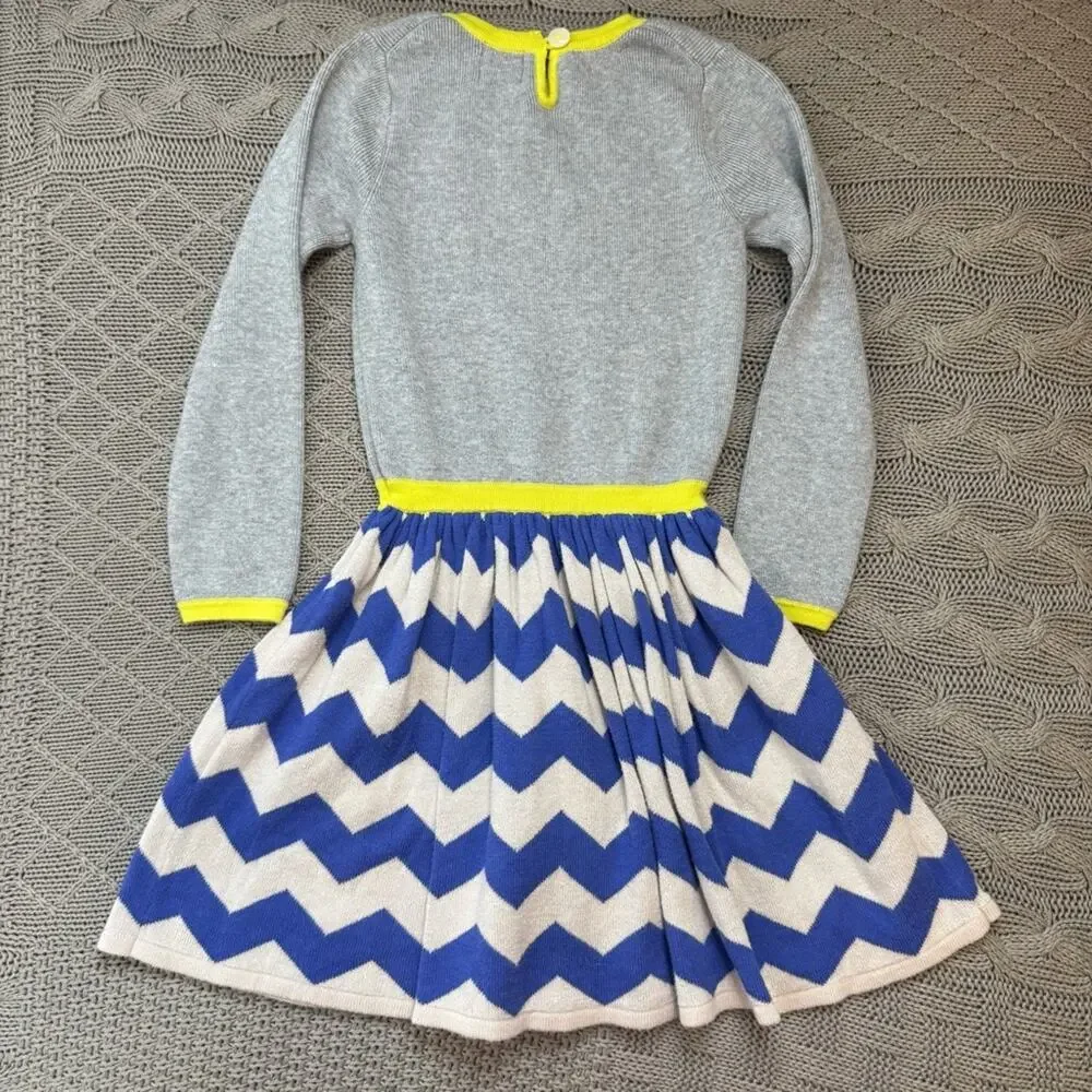 Mini Boden Stylish Gray and Blue Chevron Kids Dress ~ 2/3